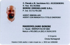 tesserino di riconoscimento Massimiliano Bonini retro
